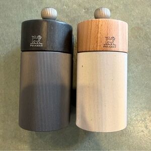 Peugeot black and silver salt and pepper mills